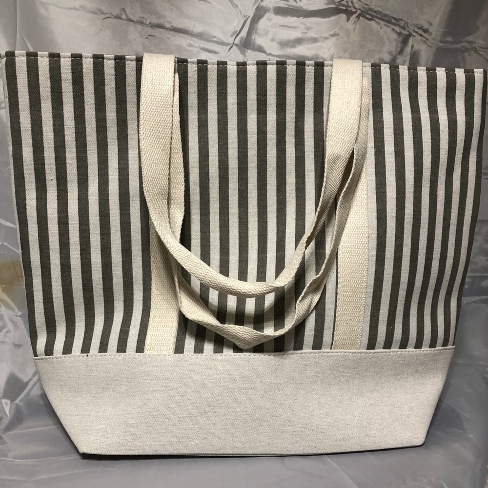 Gray Striped Tote Bag